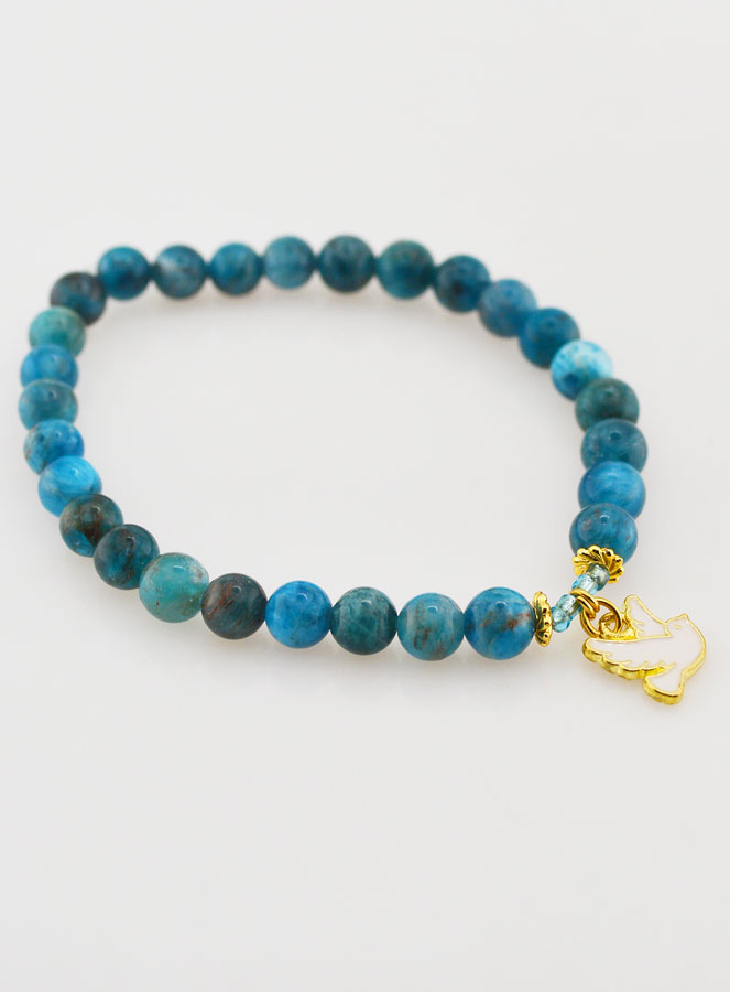 Bracelet en Pierre Naturelle d'Apatite 6mm & Esprit Saint (pic 3)