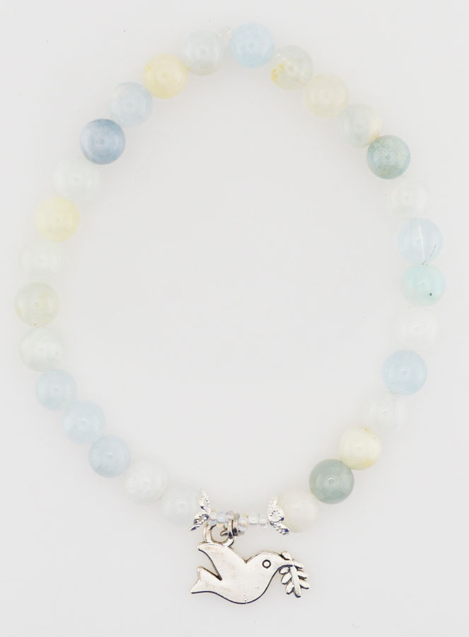 Bracelet Religieux en Pierres Naturelles d'Aigue Marine & Esprit Saint (pic 1)