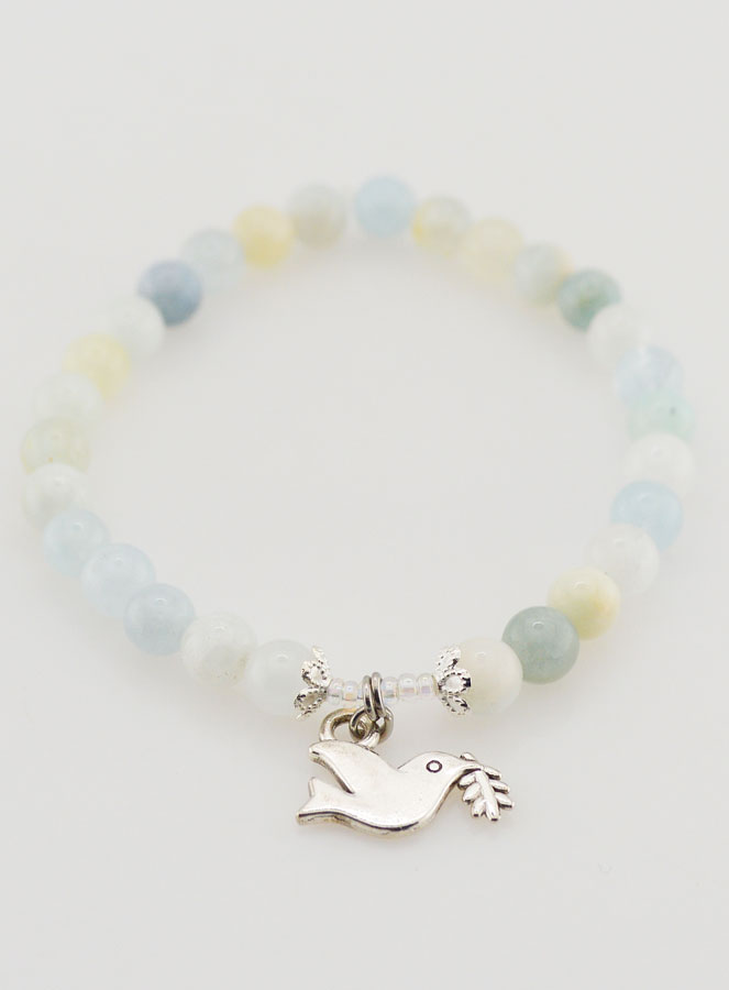 Bracelet Religieux en Pierres Naturelles d'Aigue Marine & Esprit Saint (pic 2)