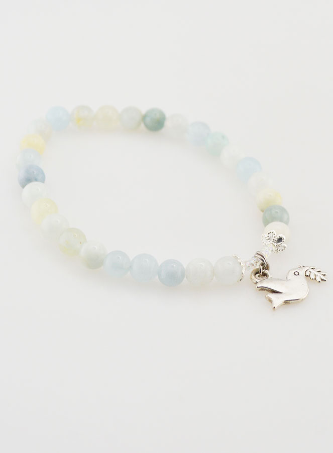 Bracelet Religieux en Pierres Naturelles d'Aigue Marine & Esprit Saint (pic 3)
