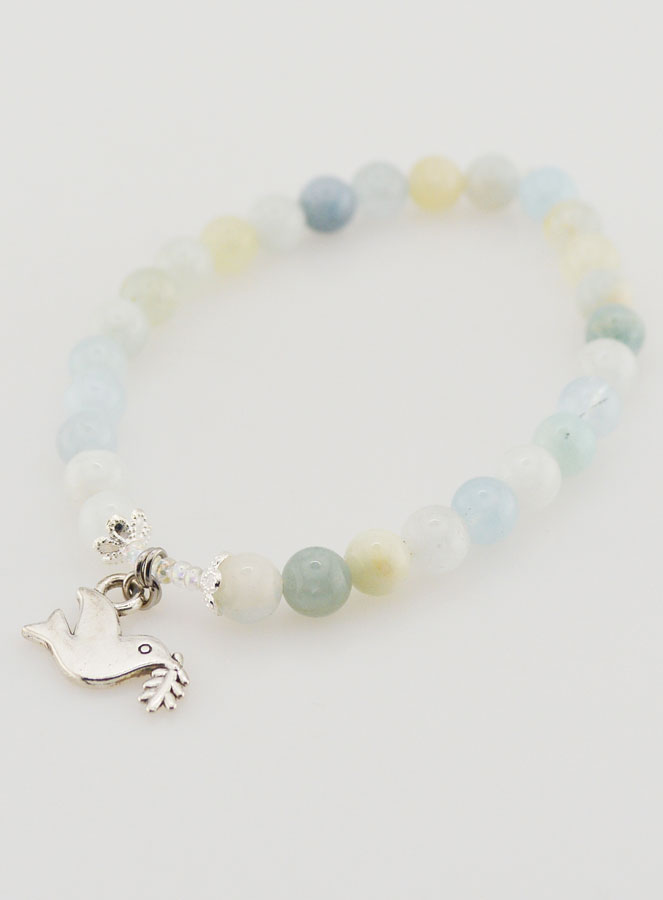 Bracelet Religieux en Pierres Naturelles d'Aigue Marine & Esprit Saint (pic 4)