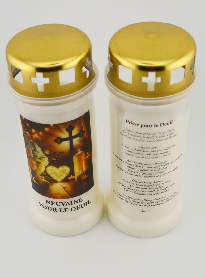 Bougie Funéraire 7 Jours Transparente Avec Croix – Pour Cimetière, Commémoration, église