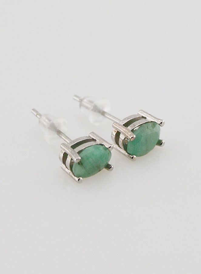 Boucles d'Oreilles Solitaire - Emeraude AAA (pic 2)