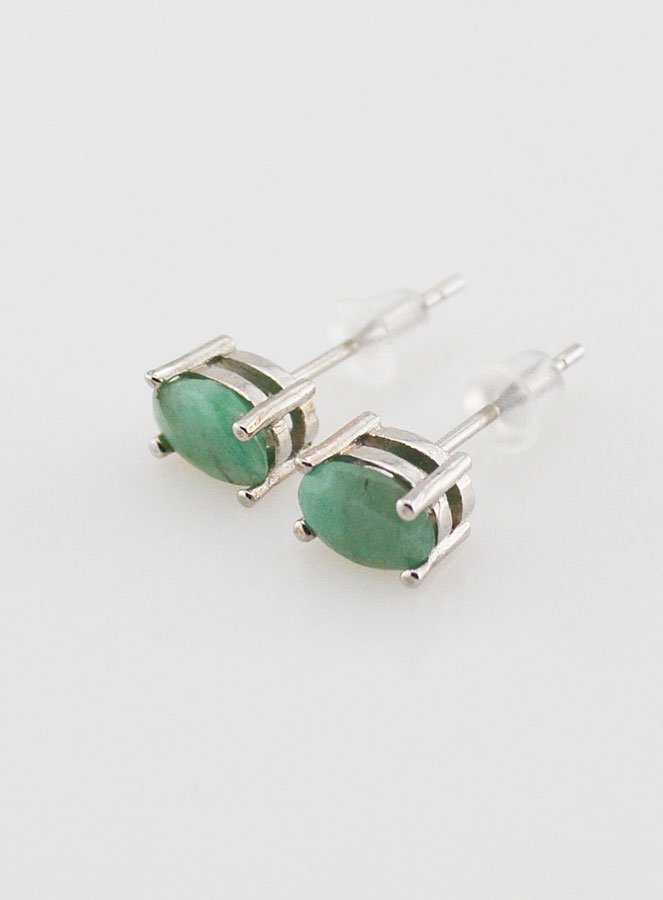 Boucles d'Oreilles Solitaire - Emeraude AAA (pic 3)