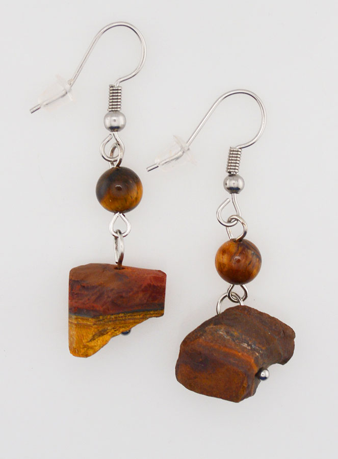 Boucles d'Oreilles Oeil de Tigre Brut (pic 1)