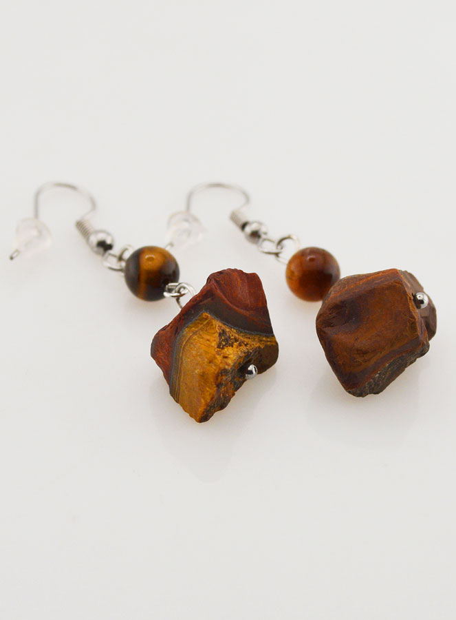 Boucles d'Oreilles Oeil de Tigre Brut (pic 3)