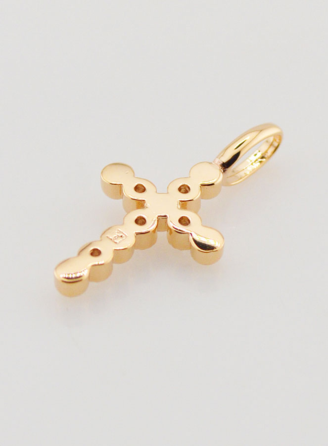 Pendentif Croix Plaqué Or & Zircons - 15mm (pic 4)
