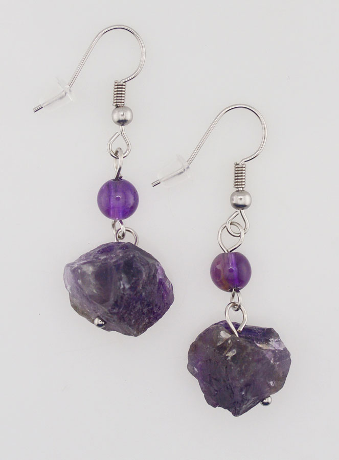 Boucles d'Oreilles en Pierre d'Améthyste (pic 1)