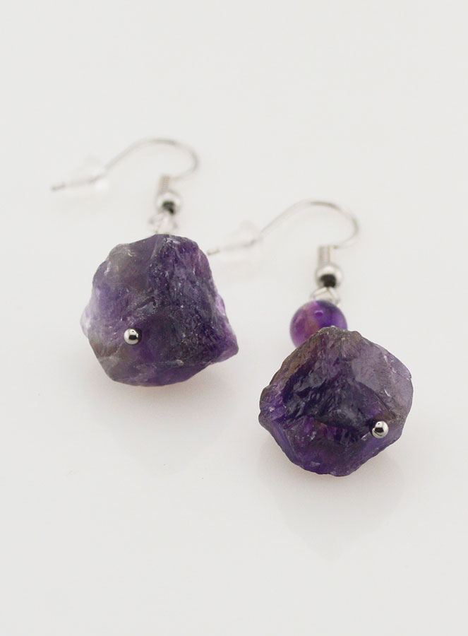 Boucles d'Oreilles en Pierre d'Améthyste (pic 2)