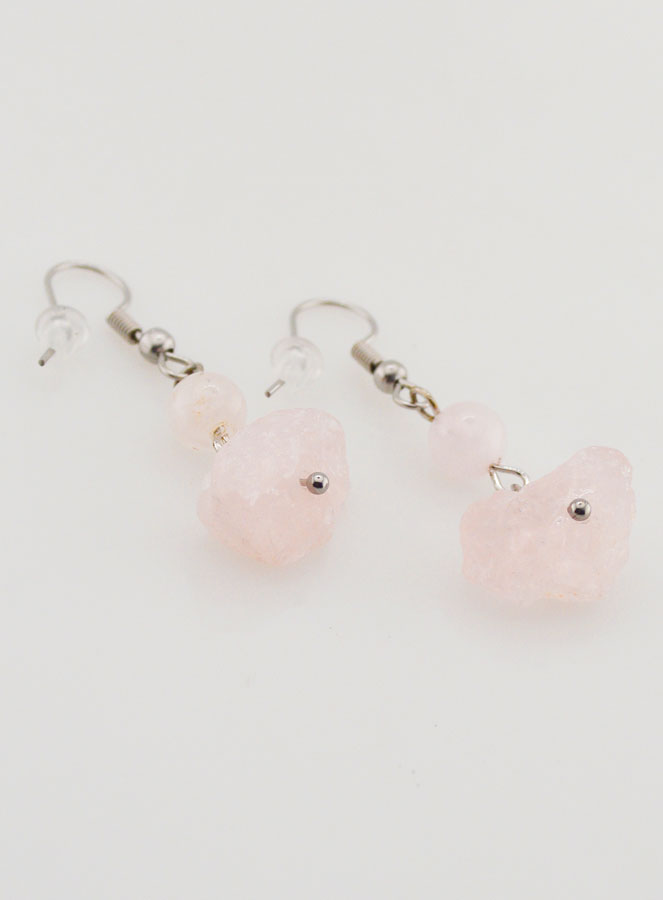 Boucles d'Oreilles en Pierre de Quartz Rose (pic 3)