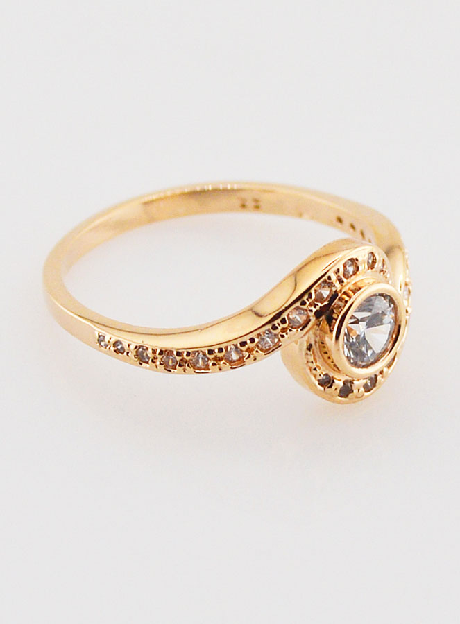 Bague Spirale Plaqué Or 18k & Zircons Taille 56 (pic 2)