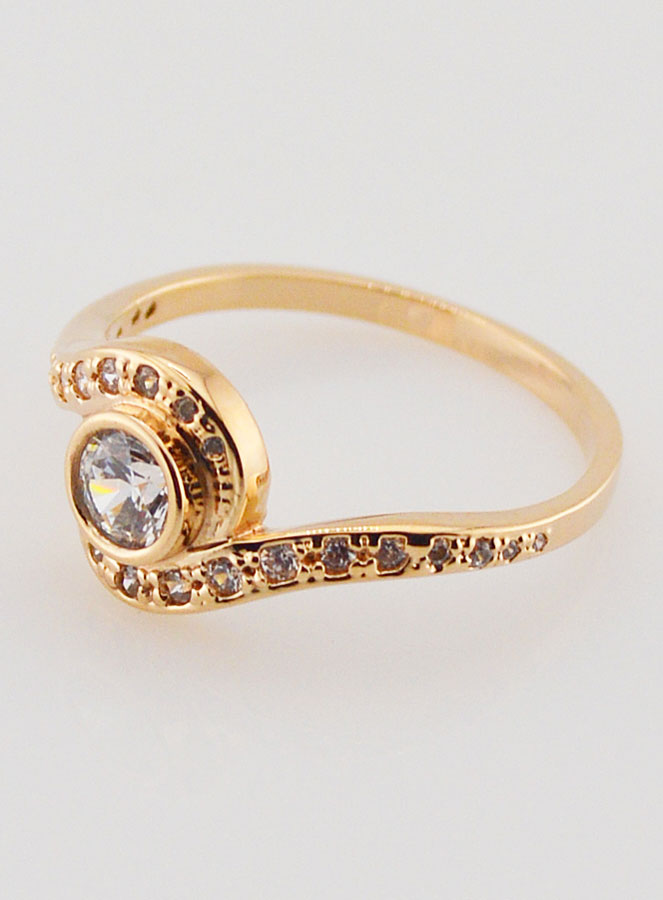 Bague Spirale Plaqué Or 18k & Zircons Taille 56 (pic 3)
