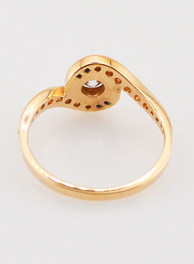 Bague Spirale Plaqué Or 18k & Zircons Taille 56 (pic 4)