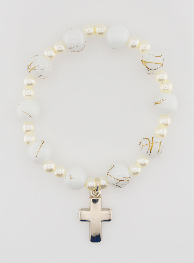 Bracelet Religieux Enfant & Croix - Blanc (pic 1)