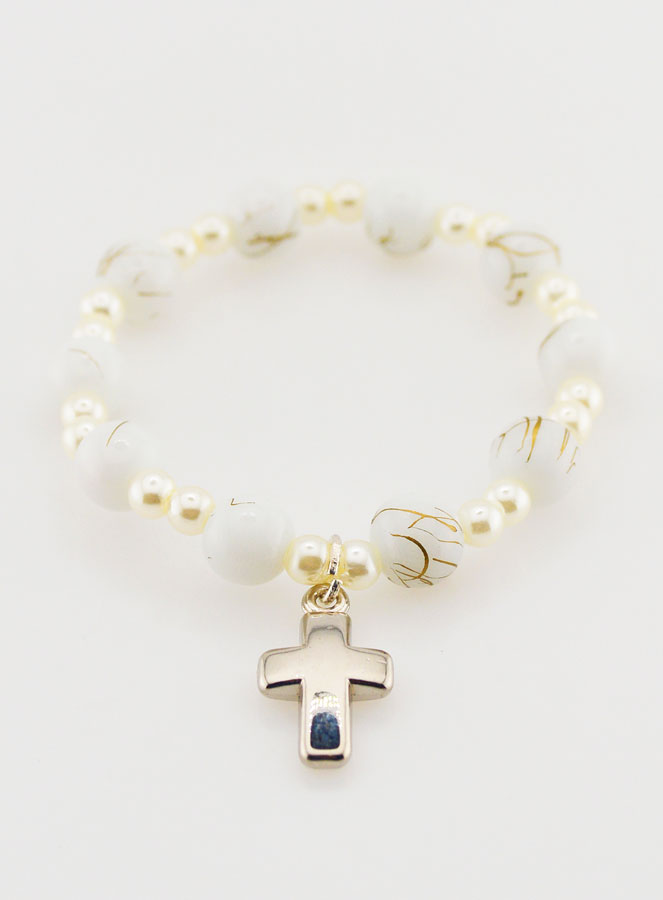Bracelet Religieux Enfant & Croix - Blanc (pic 2)