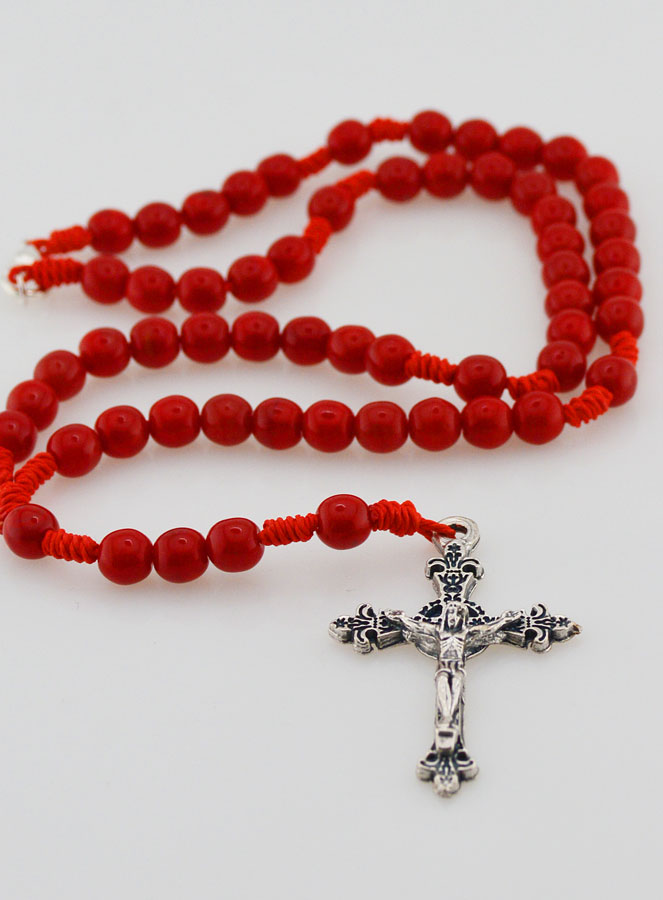 Chapelet Enfant en Perles de Verre - Rouge (pic 2)
