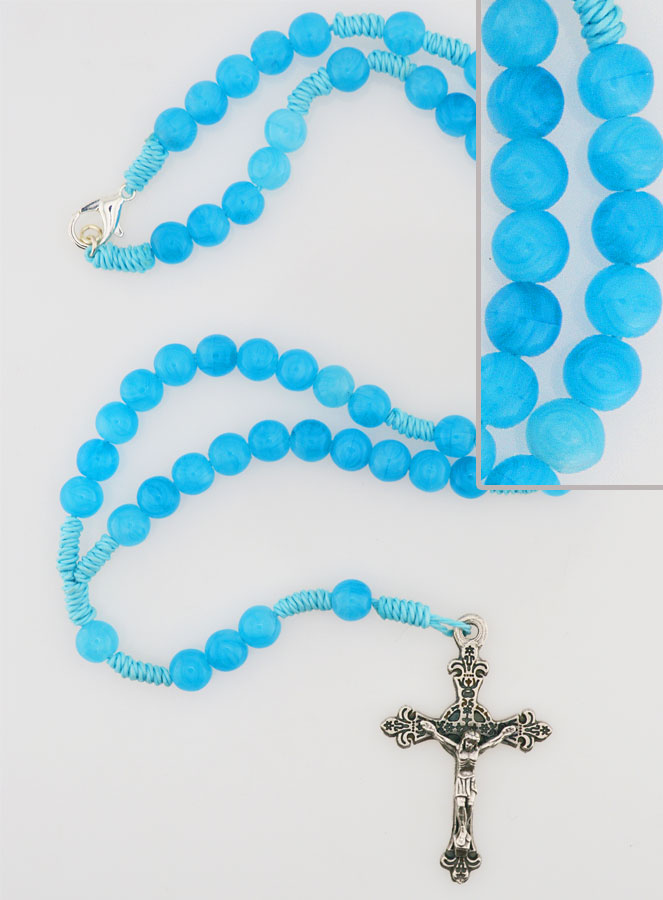 Chapelet Enfant en Perles de Verre - Bleu (pic 1)