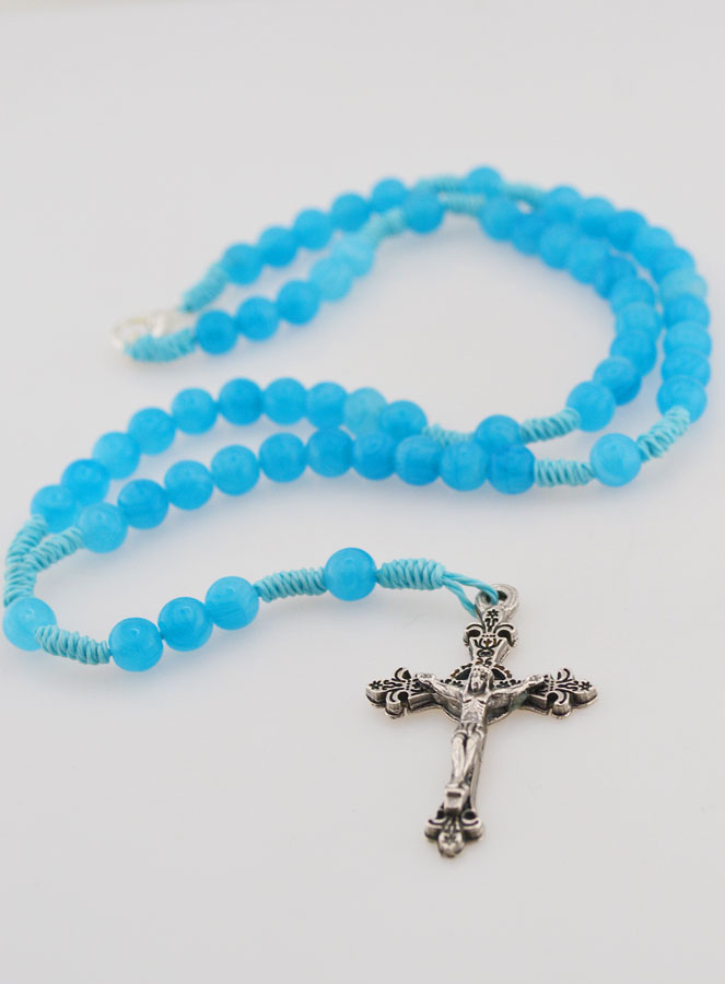 Chapelet Enfant en Perles de Verre - Bleu (pic 2)