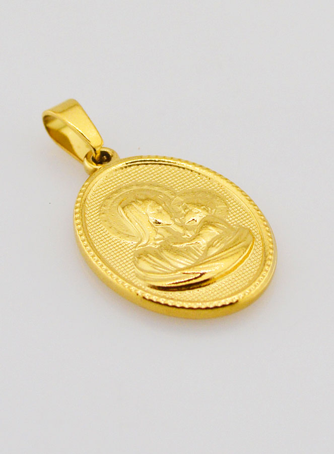 Médaille Vierge à l'Enfant en Inox Doré - 21mm (pic 3)