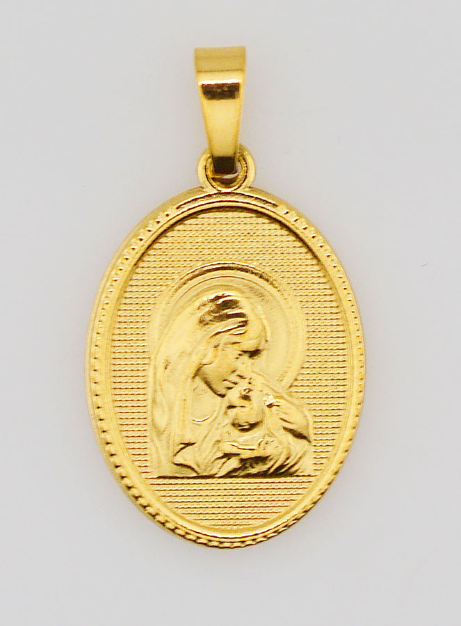 Médaille Vierge de Tendresse en Inox Doré - 21mm (pic 1)