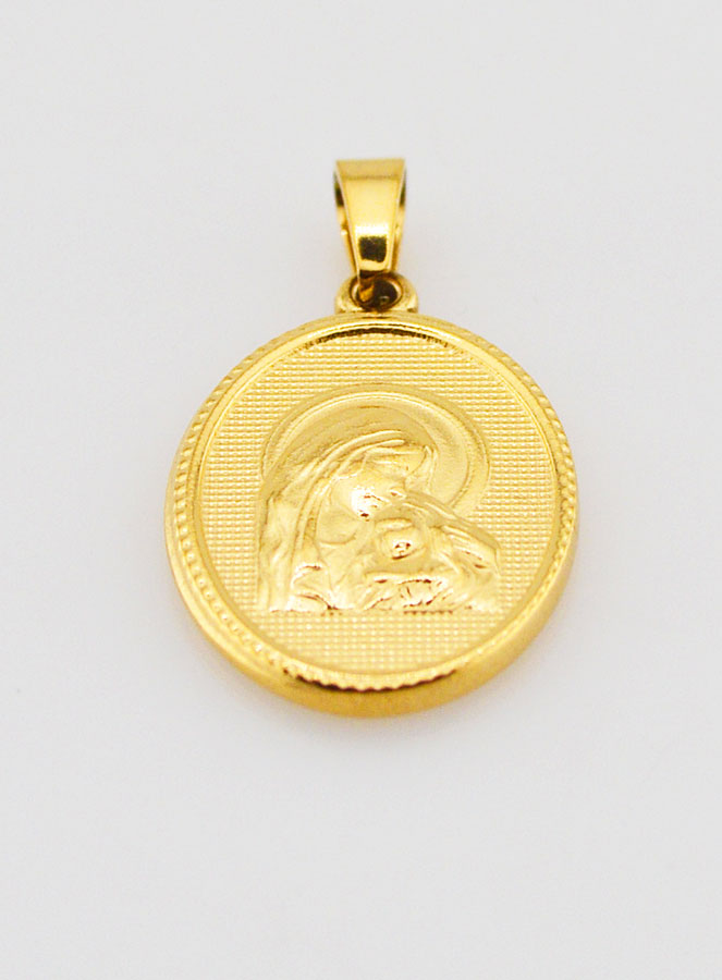Médaille Vierge de Tendresse en Inox Doré - 21mm (pic 2)