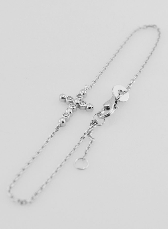 Bracelet Religieux en Argent Massif Rhodié - Croix & Zircons (pic 3)