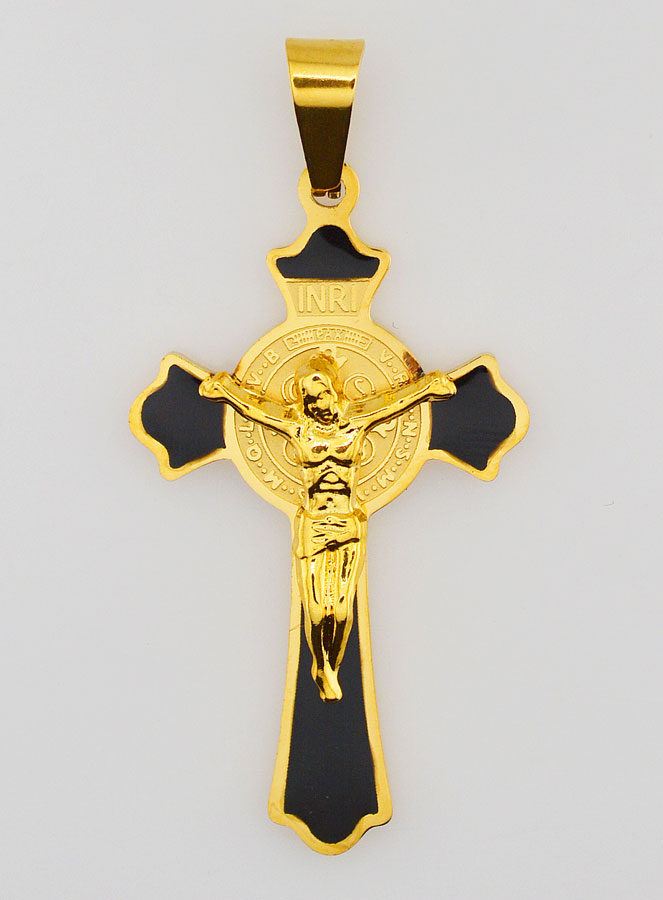 Pendentif Croix de Saint Benoît Emaillé - Noir (pic 1)