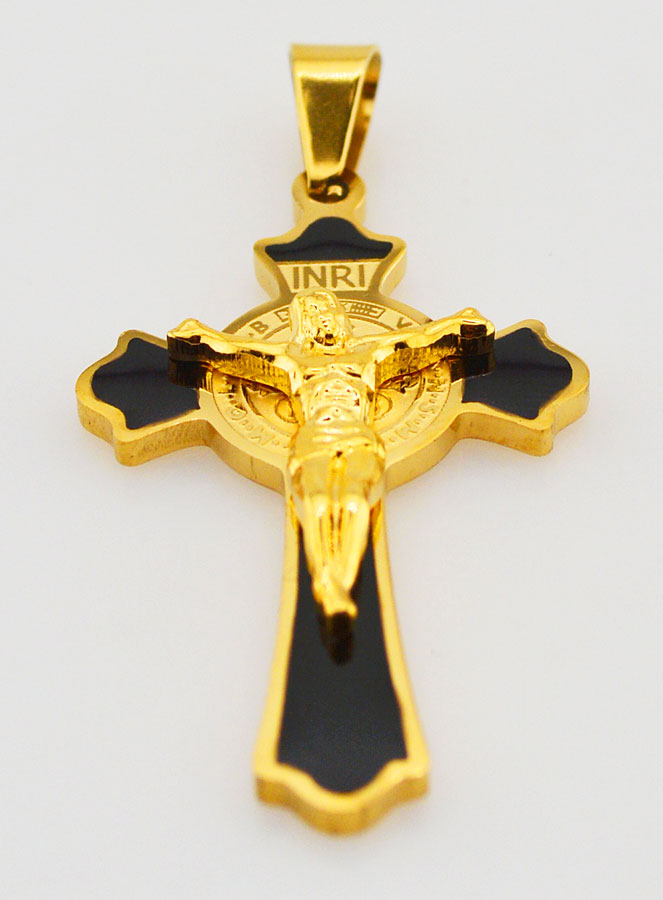 Pendentif Croix de Saint Benoît Emaillé - Noir (pic 2)