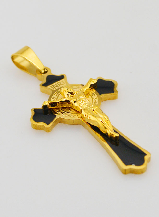 Pendentif Croix de Saint Benoît Emaillé - Noir (pic 3)