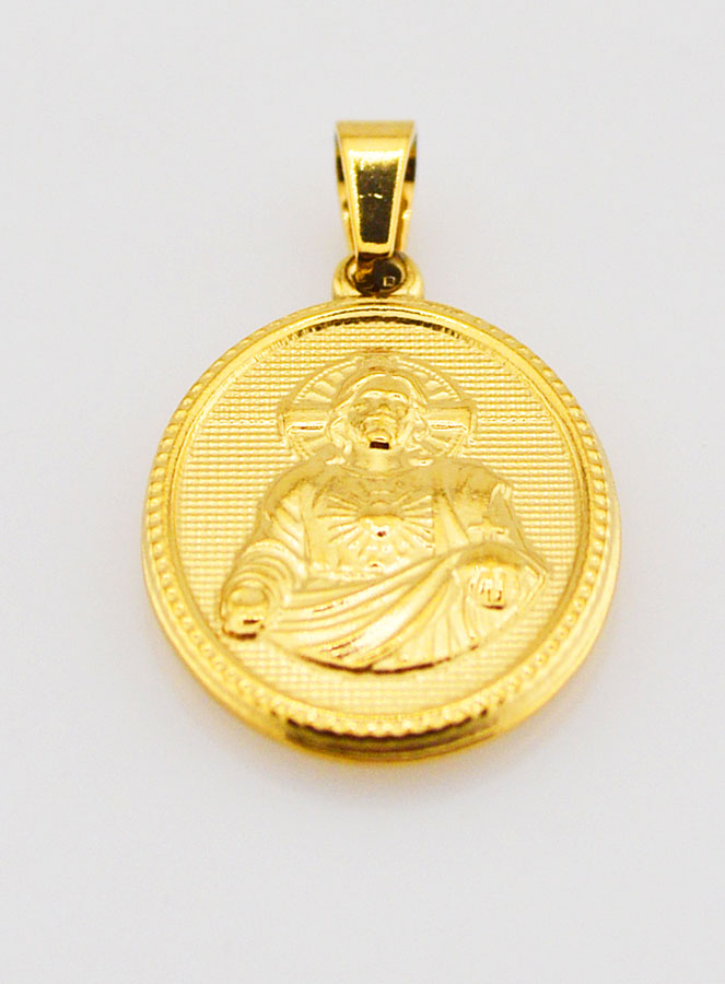 Médaille Sacré Coeur de Jésus en Inox Doré - 21mm (pic 2)