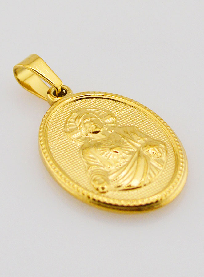 Médaille Sacré Coeur de Jésus en Inox Doré - 21mm (pic 3)
