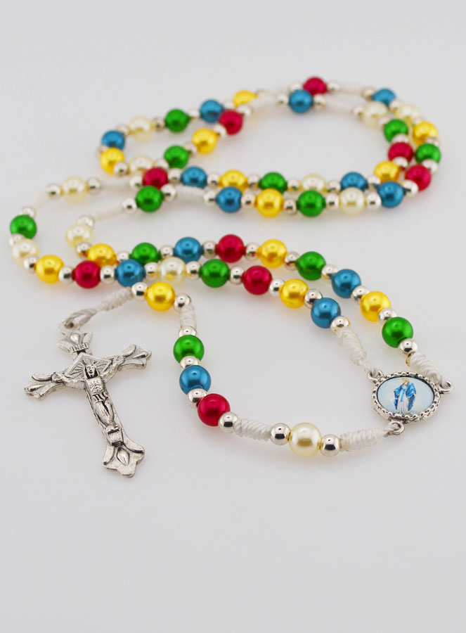 Chapelet en Perles Multicolores - Miraculeuse & Saint Esprit (pic 2)