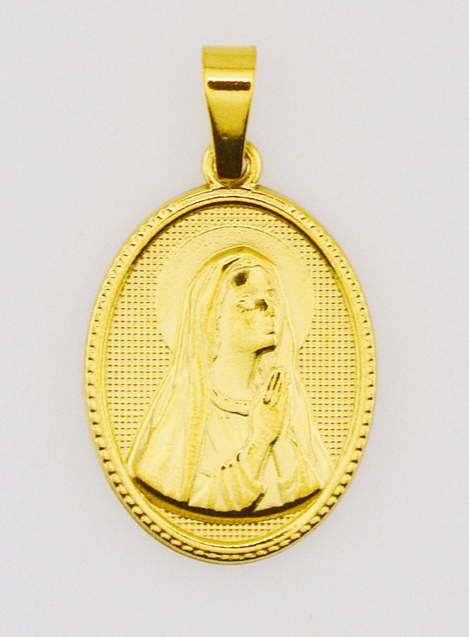 Médaille Sainte Bernadette en Inox Doré - 21mm (pic 1)