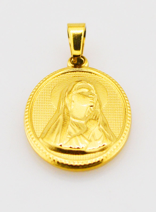 Médaille Sainte Bernadette en Inox Doré - 21mm (pic 2)