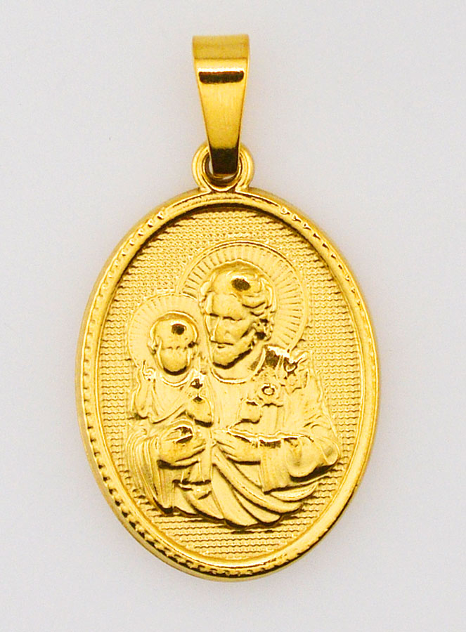 Médaille Saint Joseph en Inox Doré - 21mm (pic 1)