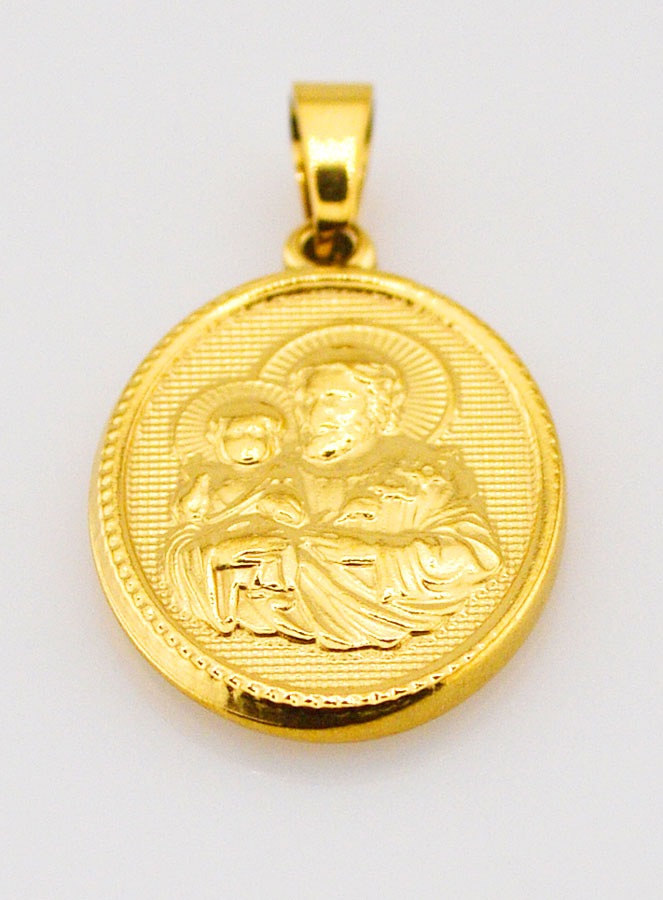 Médaille Saint Joseph en Inox Doré - 21mm (pic 2)