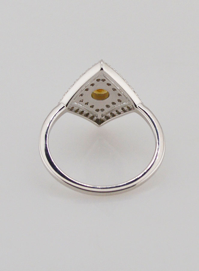 Bague en Argent Massif Losange Zircons & Perle - T54 (pic 4)
