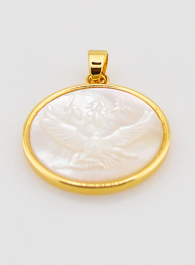 Pendentif Colombe de la Paix & Nacre Véritable - 19mm (pic 2)