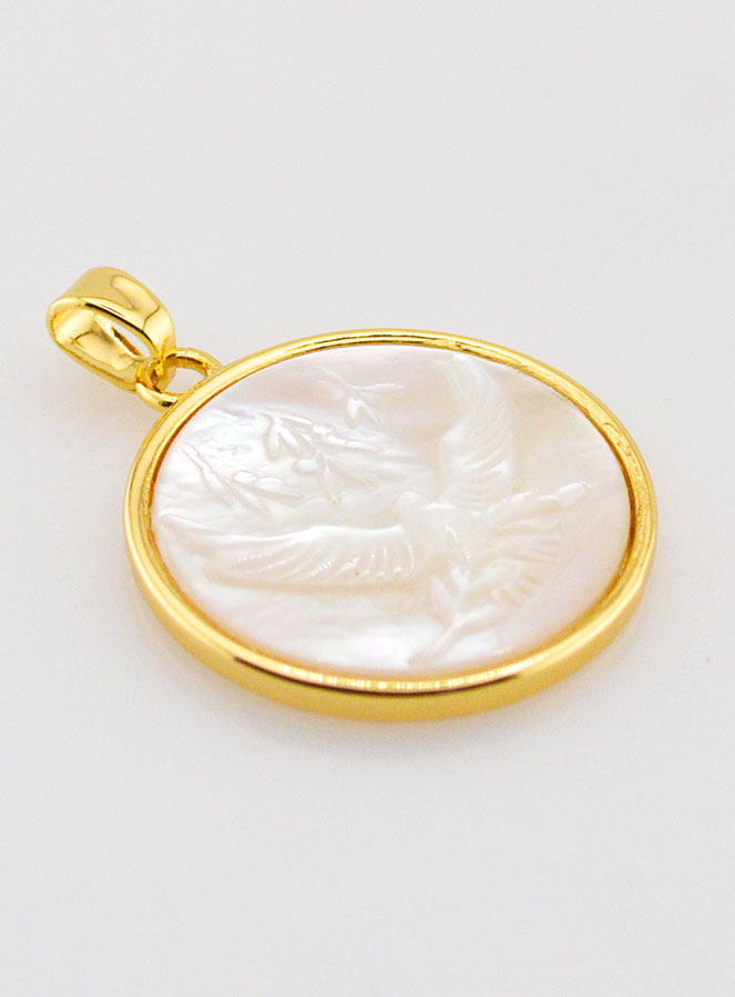 Pendentif Colombe de la Paix & Nacre Véritable - 19mm (pic 3)
