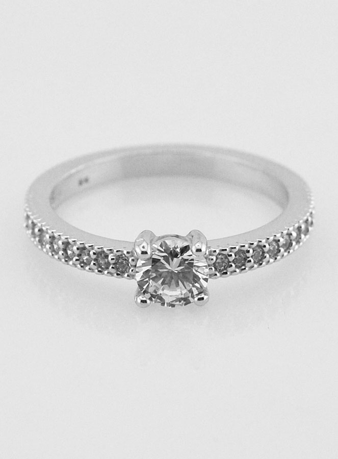 Bague de Fiançailles en Argent Massif - Solitaire T54 (pic 1)