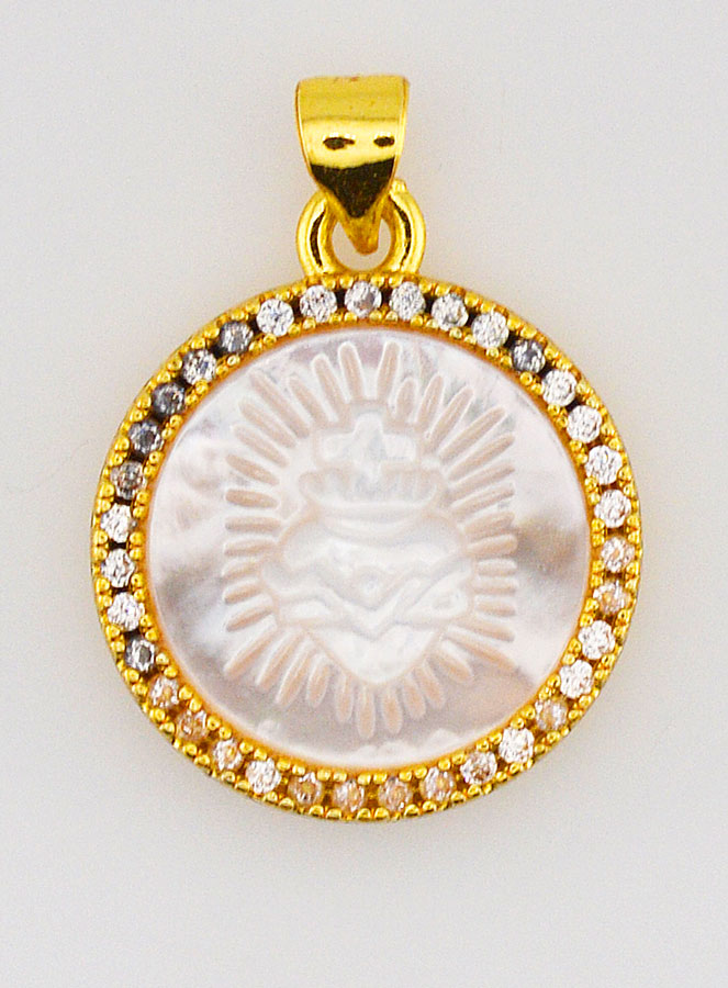 Médaille Dorée en Nacre Ex-Voto 22mm (pic 1)
