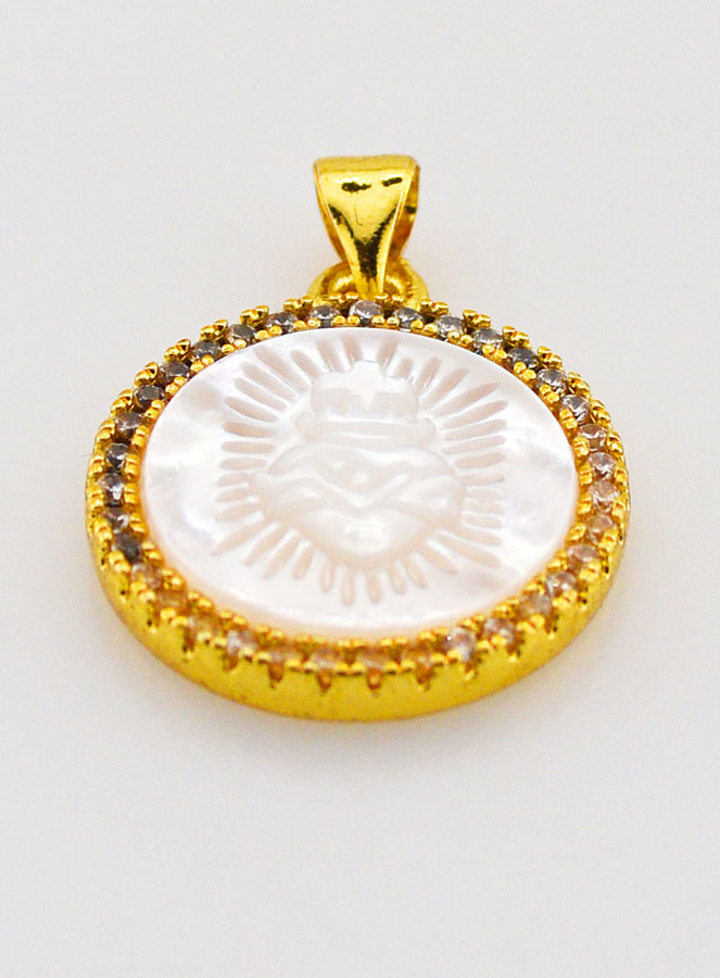 Médaille Dorée en Nacre Ex-Voto 22mm (pic 2)