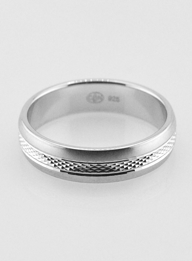 Bague Alliance en Argent Massif Mat & Brillant - T56 (pic 1)