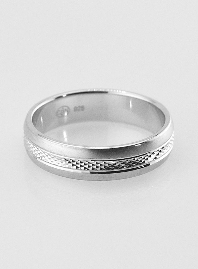 Bague Alliance en Argent Massif Mat & Brillant - T56 (pic 2)