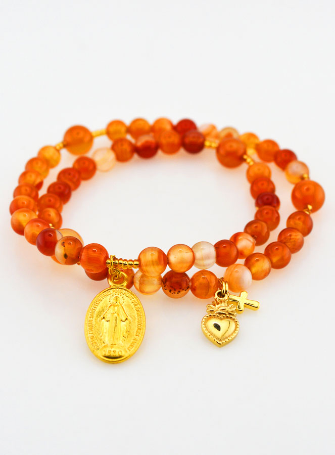 Bracelet Chapelet en Cornaline 6mm - Miraculeuse (pic 2)