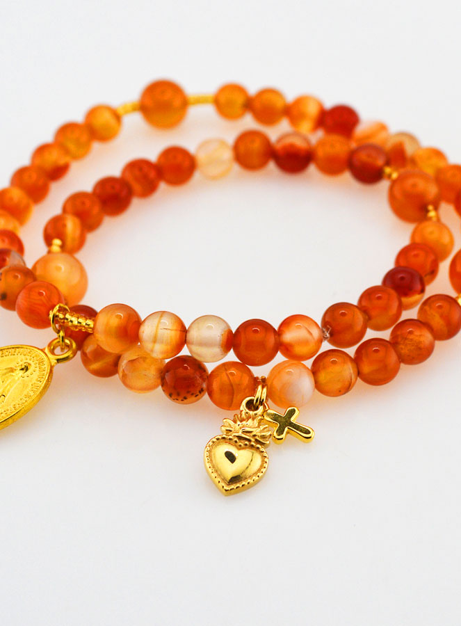 Bracelet Chapelet en Cornaline 6mm - Miraculeuse (pic 3)