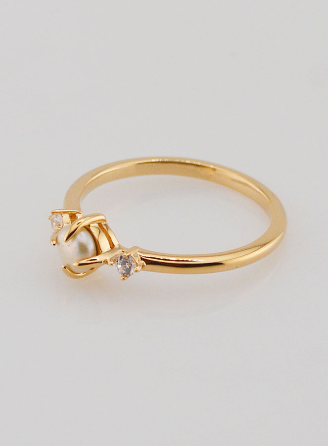 Bague de Fiançailles en Plaqué Or Perle de Culture - T54 (pic 2)