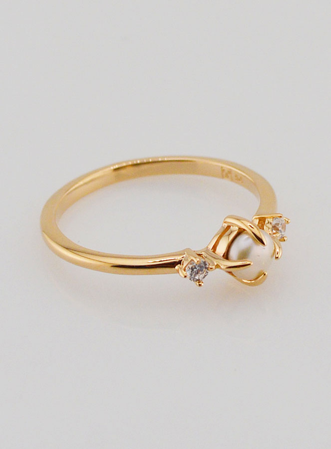 Bague de Fiançailles en Plaqué Or Perle de Culture - T54 (pic 3)