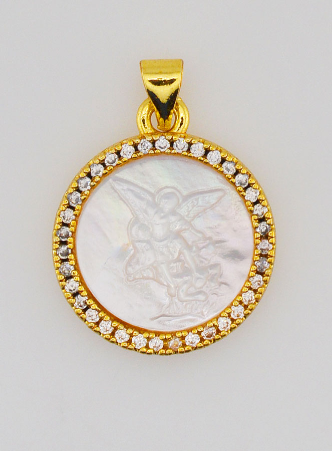 Pendentif en Nacre Saint Michel - 22mm (pic 1)