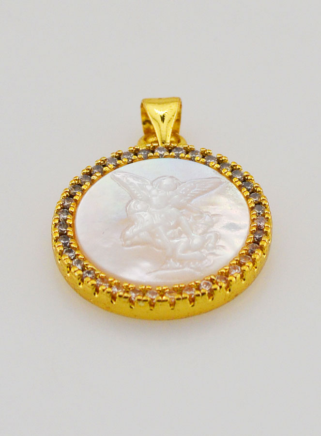 Pendentif en Nacre Saint Michel - 22mm (pic 2)
